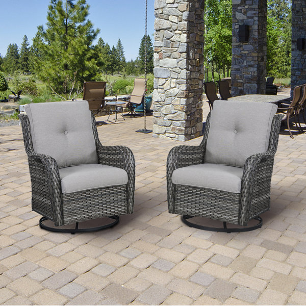 Red Barrel Studio® Swivel Wicker Rattan Outdoor Rocking Chairs Wayfair